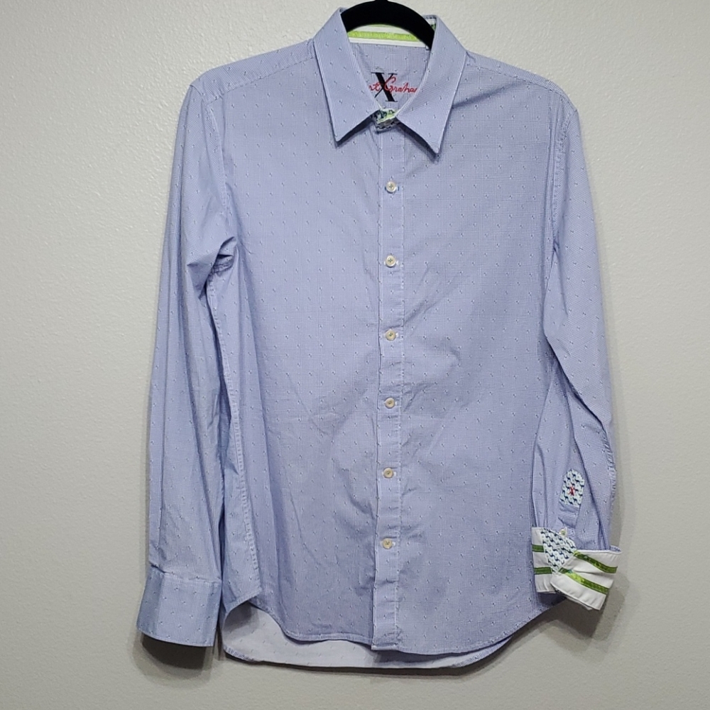 Robert Graham Light Blue Dress Shirt with Subtle Dot Pattern